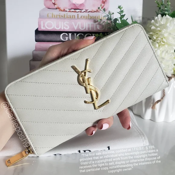 *SOLD* Authentic Pre-owned Yves Saint Laurent Grain De Poudre Zip Around Wallet - Picture 3 of 11